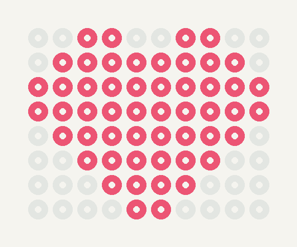 Pixel Heart fuse bead placement diagram on a 10 by 8 square grid