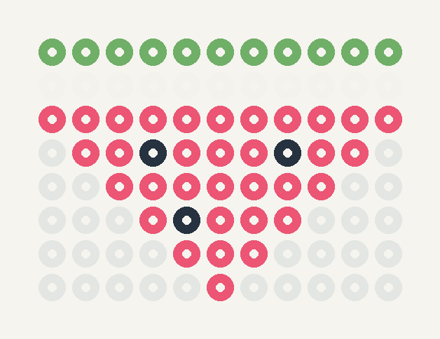 Watermelon Slice fuse bead placement diagram on a 11 by 8 square grid